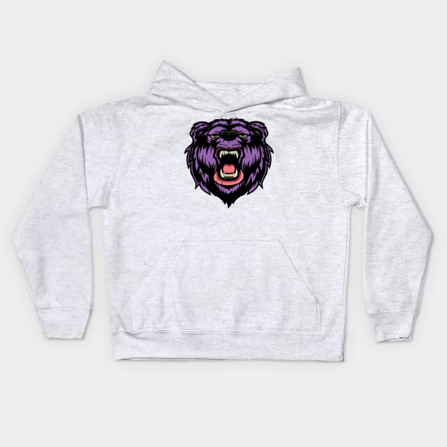 Angry Grizzly Bear Mouth Open Kids Hoodie by Shirtbubble